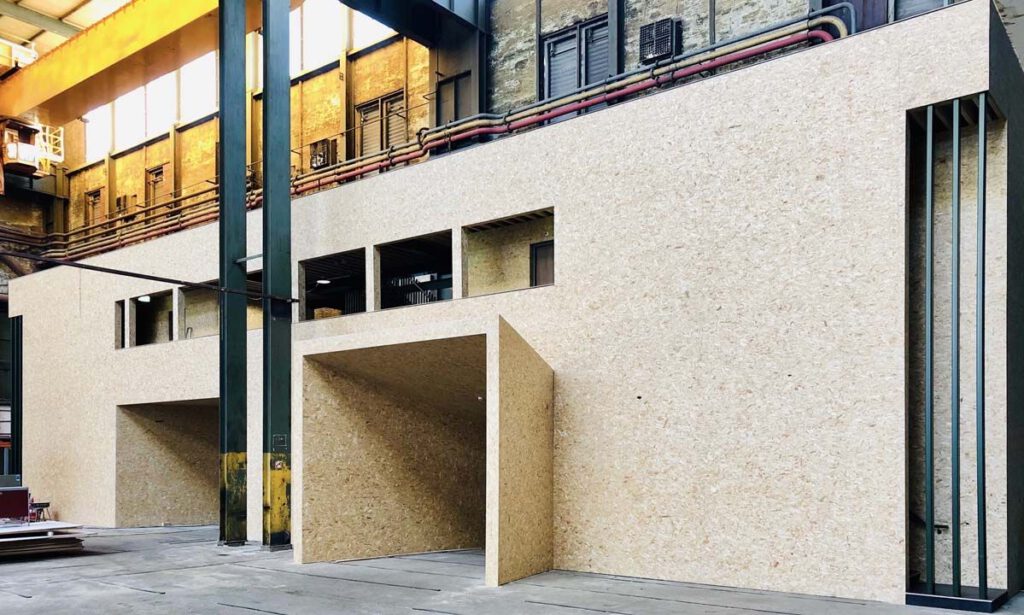Facility-box houtskeletbouw wanden en vloeren voor het street art museum amsterdam ndsm werf